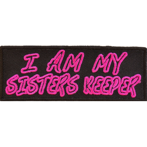 Embroidered I am my Sister's Keeper in Yellow Sew or Iron on Patch Biker Patch 