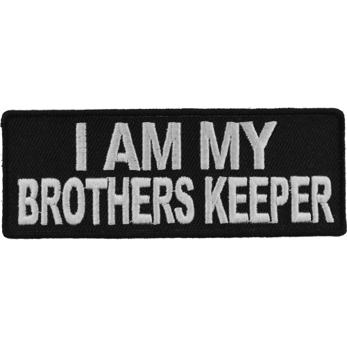 I Am My Brothers Keeper White on Black Sew or Iron on Patch Biker Patch