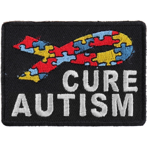 AUTISM AWARENESS RIBBON EMBROIDERED IRON ON BIKER PATCH 