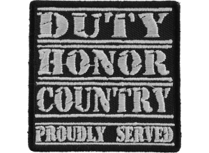 Duty Honor Country White Patch | US Military Veteran Patches