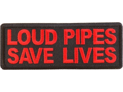 Patch Loud Pipes Save Lives Red & White Evolution Motor Vintage Aufnäher Harley 