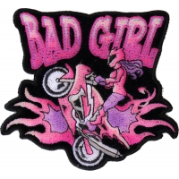 Bad Girl Wheeley Biker Small Patch | Embroidered Biker Patches