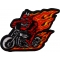 Devil Biker riding Motorcycle with Flames Patch