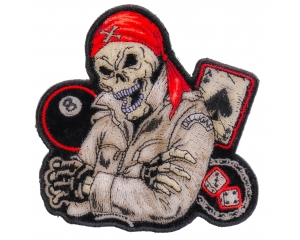 Biker Dude Ace Of Spades, 8 Ball, Dice And Fun Small Patch | Skull Patches Biker Dude Ace Of Spades, 8 Ball, Dice And Fun Small Patch | Skull Patches