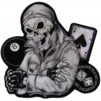 Biker Guy Skull Large Back Patch In Gray