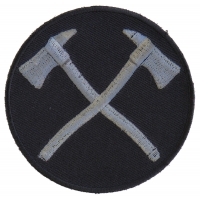 Crossed Firefighter Axes In Silver Patch | Embroidered Patches