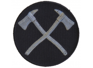 Crossed Firefighter Axes In Silver Patch | Embroidered Patches