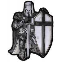 Crusader Kneeling Knight Black White Large Back Patch