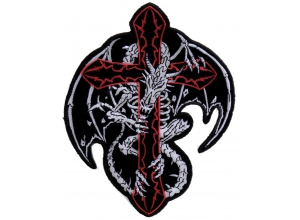 Dragon Skeleton Cross Patch Small | Embroidered Patches