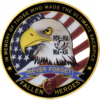 Fallen Heroes POW MIA WIA KIA Memorial Large Iron on Patch