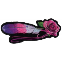 Feather And Rose Pink Patch | Embroidered Patches