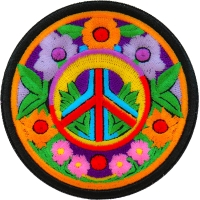 Flowers and Peace Patch Embroidered