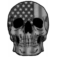 Gray USA Flag Skull Patch Small