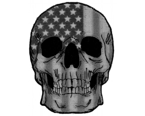 Gray USA Flag Skull Patch Small