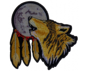 Howling Wolf With Moon 6 Inch Patch | Embroidered Patches