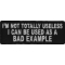 I'm Not Totally Useless I Can Be Used As A Bad Example Funny Iron on Patch
