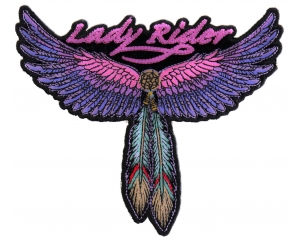 Lady Rider Wings And Feather Small Tribal Patch | Embroidered