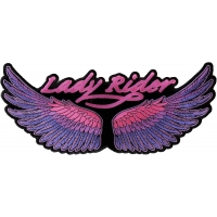 Lady Rider Wings Purple Large Back Patch | Embroidered Biker Patches
