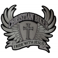 Large Christian Biker Back Patch I Ride With Jesus | Embroidered Biker Patches