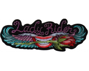Lips and Rose Lady Rider Large Crystal Patch