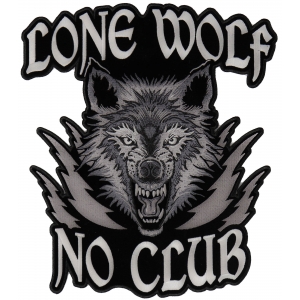 Lone Wolf No Club Large Biker Back Patch