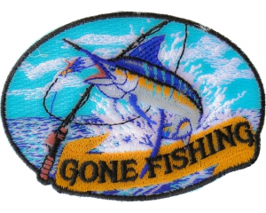 Marlin Gone Fishing Small Patch | Embroidered Patches