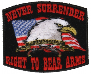Never Surrender Black 2nd Amendment Patch | US Military Veteran Patches