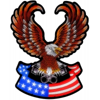 Patriotic Eagle US Flag Pistons Large Biker Patch Patch