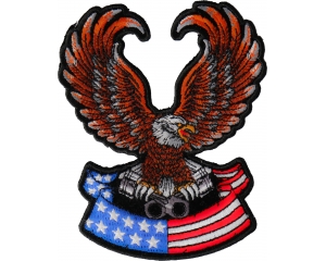 Patriotic Eagle with pistons small iron on biker and flag patch