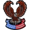 Brown Eagle Patch sitting on American Flag Patch for Jackets