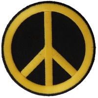 Peace Sign Patch  Yellow On Black