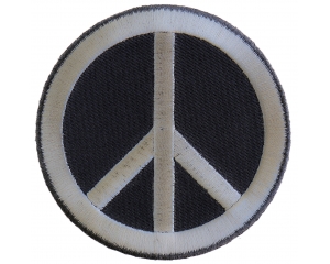 Peace Sign Patch Gray On Black