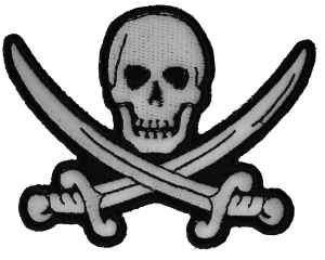 White Pirate Sword Skull Patch | Embroidered Patches