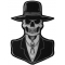 Preacher Skull Tall Hat Patch