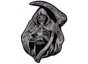 Reaper Skull Sand Clock Small Patch | Embroidered Biker Patches