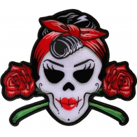 Rockabilly Lady Skull Large Patch