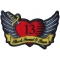 Blood Sweat and Beers Funny Iron on Patch with Heart and Wings