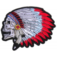 Screaming Indian Skull With Head Dress Small Patch | Skull Patches