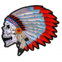 Screaming Skull With Head Dress Indian Large Patch | Embroidered Patches