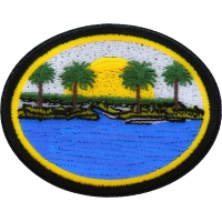 Sea and Palms Sunset Iron on Patch