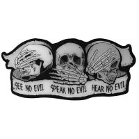 See No Evil Speak No Evil Hear No Evil Skull Large Patch
