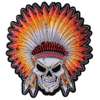 Skull Indian Head Dress Large Back Patch | Embroidered Patches