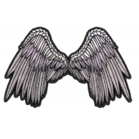 Small Beautiful Angel Wings Grey Patch | Embroidered Patches