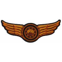 Winged Wheel Small Orange Patch | Embroidered Biker Patches