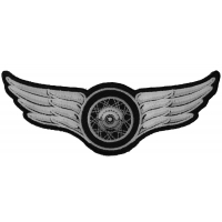 Winged Wheel Small White Patch | Embroidered Biker Patches