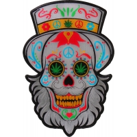 Sugar Skull with Beard Large Back Patch