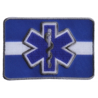Thin White Line Blue Star Of Life Patch For EMS | Embroidered EMT Patches
