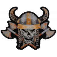 Viking Skull With Axes And Horn Helmet Small Patch