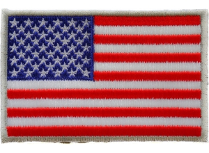 American Flag Patch Silver Border | Embroidered Patches