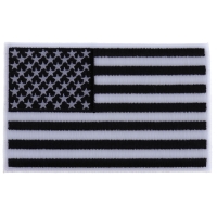 Black and White American Flag Patch with White Borders